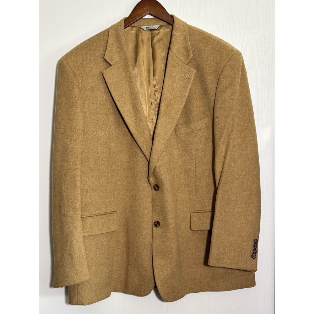 WH Belk Camel Hair Sport Coat Blazer Mens 48R Tan 2 Button Jacket Classic Preppy